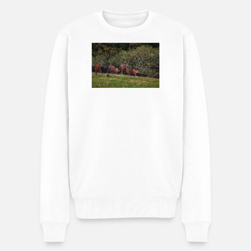 Wiesenhirschherde 000_8271_Nik_DxO - Männer Premium Bio Pullover - Weiß