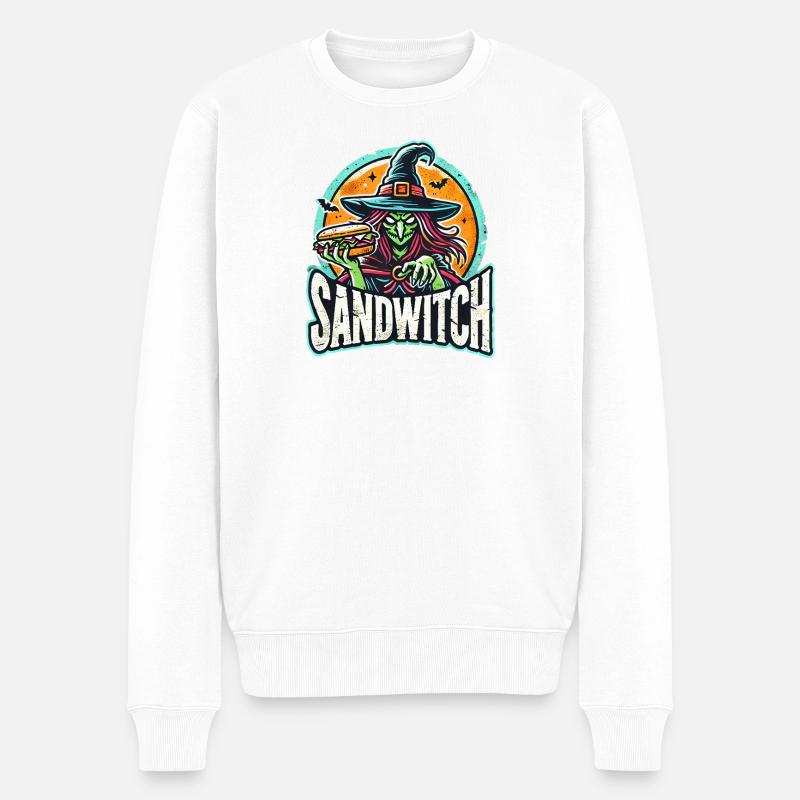 Sandhexe Hexe Halloween Illustration - Männer Premium Bio Pullover - Weiß