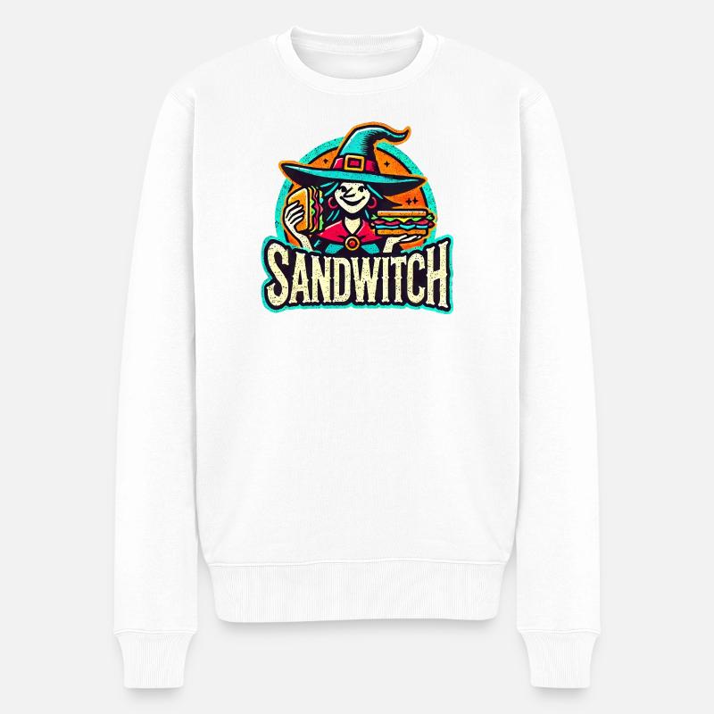 Sandwitch Sorcière Sandwich Halloween - Pull Premium bio Homme - blanc