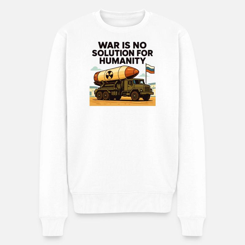 La guerre n’est pas une solution - Pull Premium bio Homme - blanc