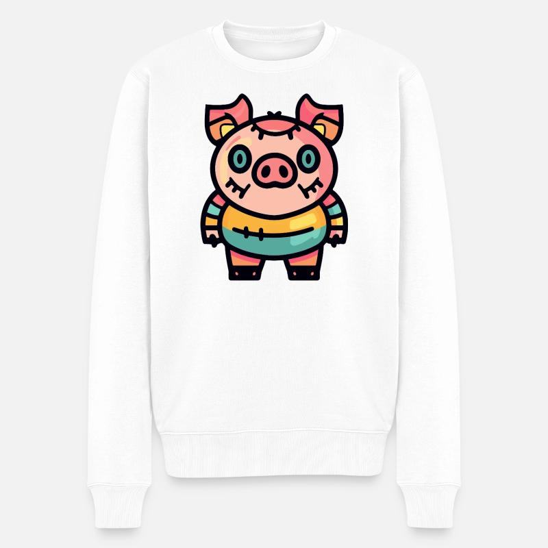 Cochon Halloween Zombie - Pull Premium bio Homme - blanc