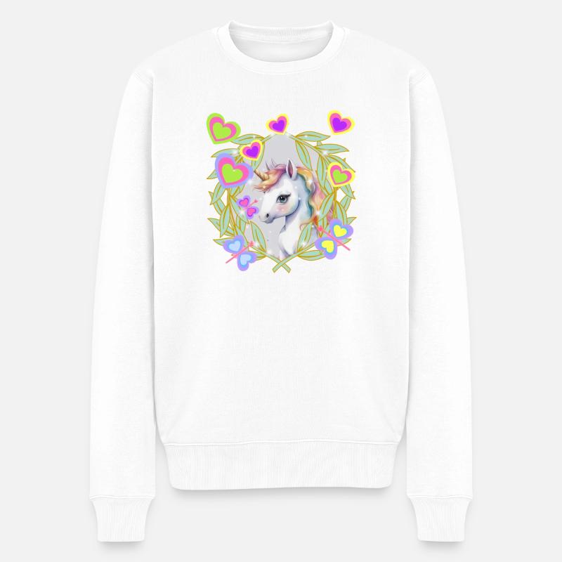 Einhorn Kinder Mädchen Pferd - Männer Premium Bio Pullover - Weiß