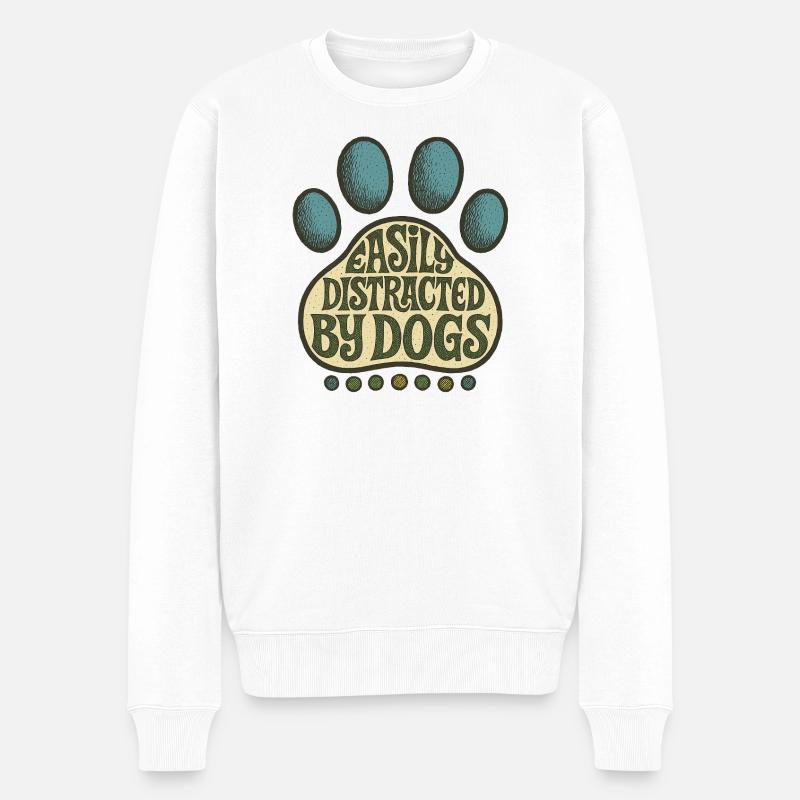 Facilement distrait par les chiens - Pull Premium bio Homme - blanc