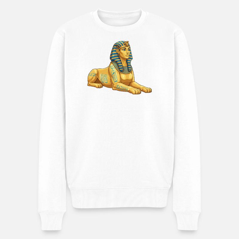 Sphinx doré avec hiéroglyphes - Pull Premium bio Homme - blanc
