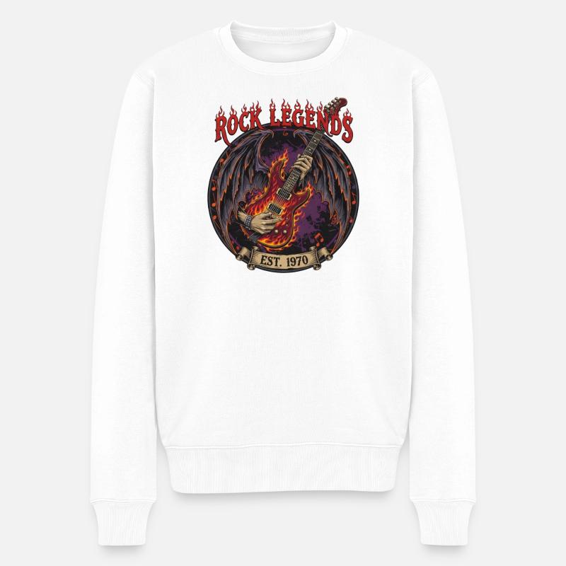 Rock Legends Guitare de feu - Pull Premium bio Homme - blanc