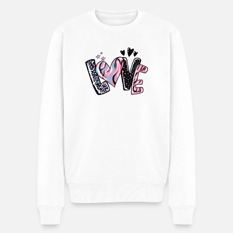 Love Kaleido Herz Muster - Männer Premium Bio Pullover - Weiß