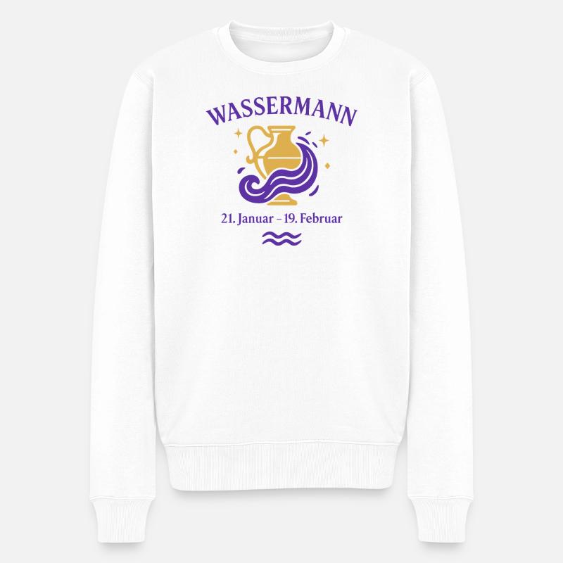 Sternzeichen Wassermann - Männer Premium Bio Pullover - Weiß