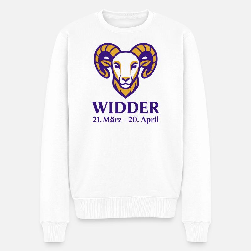 Sternzeichen Widder - Männer Premium Bio Pullover - Weiß