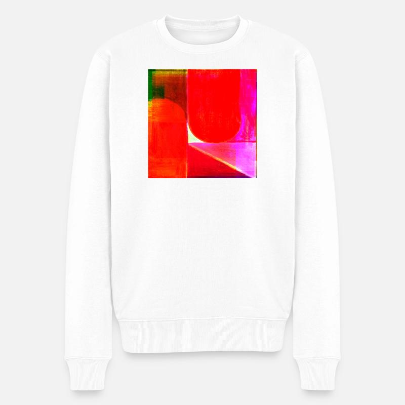 Neon Farbblock Geometrie - Männer Premium Bio Pullover - Weiß