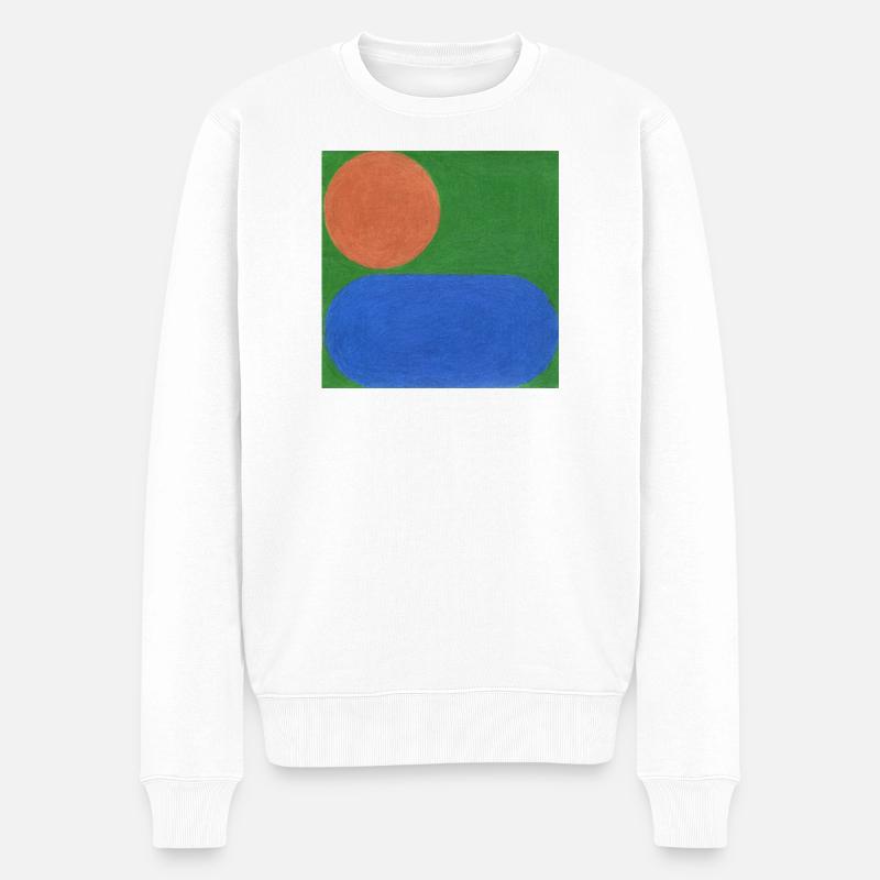 Cercle orange et rectangle bleu - Pull Premium bio Homme - blanc