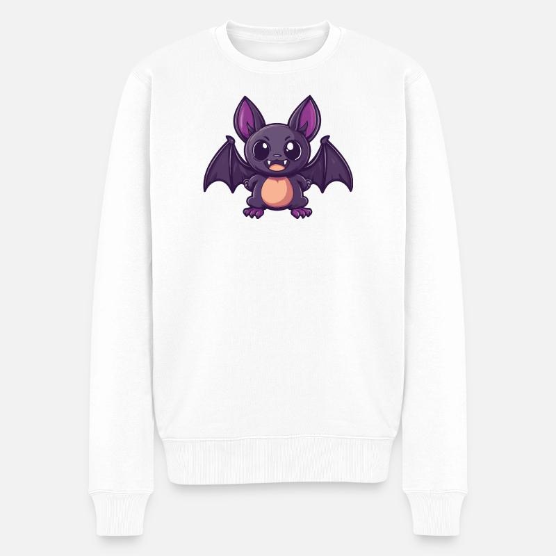 Fledermaus Halloween Lustig Comic - Männer Premium Bio Pullover - Weiß