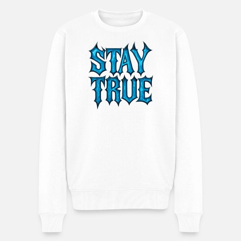 Stay True Design – Sei du selbst Statement - Männer Premium Bio Pullover - Weiß