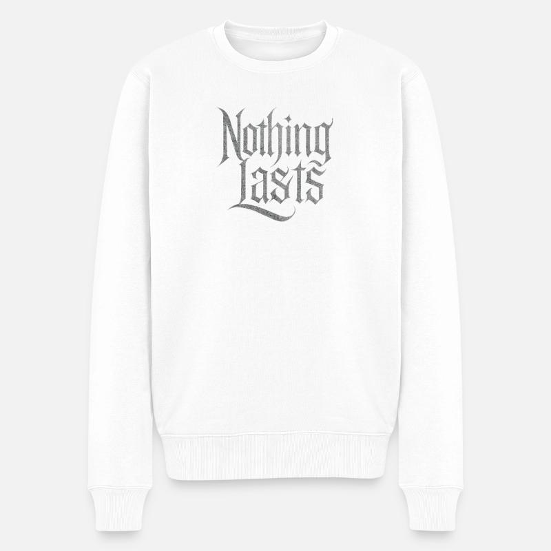 Nothing Lasts Design – Vergänglichkeit & Stil - Männer Premium Bio Pullover - Weiß