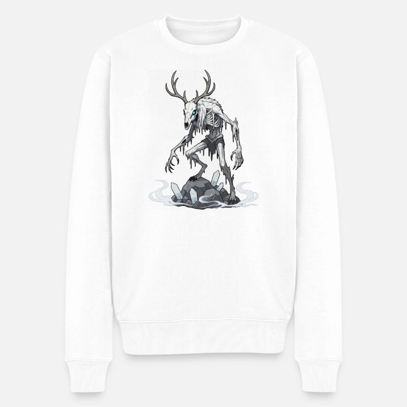 Wendigo Eisgeist Hirsch Skelett - Männer Premium Bio Pullover - Weiß
