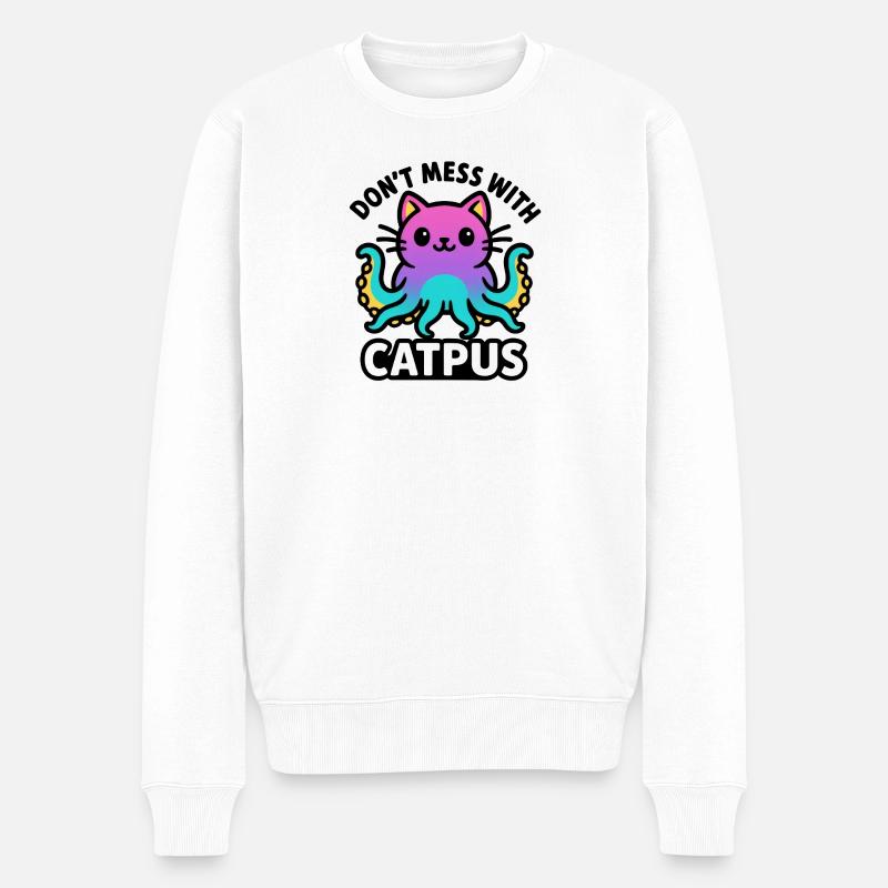 Catpus - Ne plaisantez pas avec Catpus - Pull Premium bio Homme - blanc