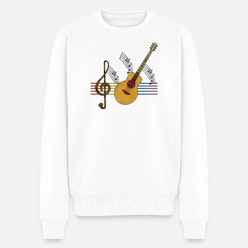 Gitarre - Männer Premium Bio Pullover - Weiß