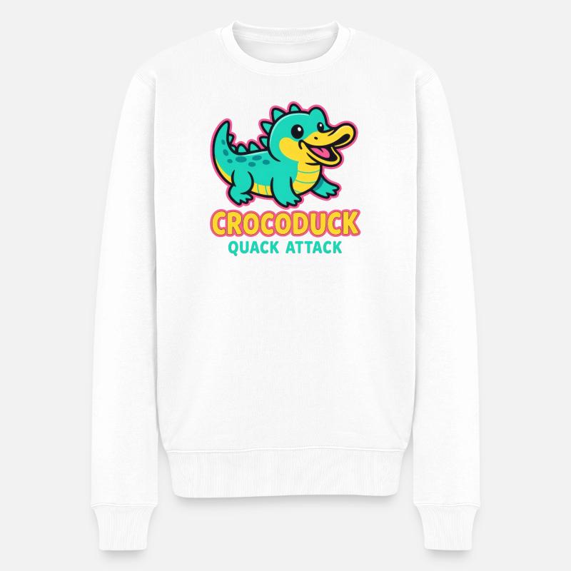Crocoduck - Quack Attack - Männer Premium Bio Pullover - Weiß