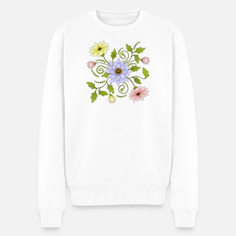 Blumen - Männer Premium Bio Pullover - Weiß
