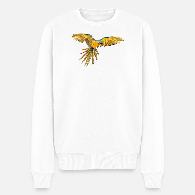 Vol perroquet jaune-bleu - Pull Premium bio Homme - blanc