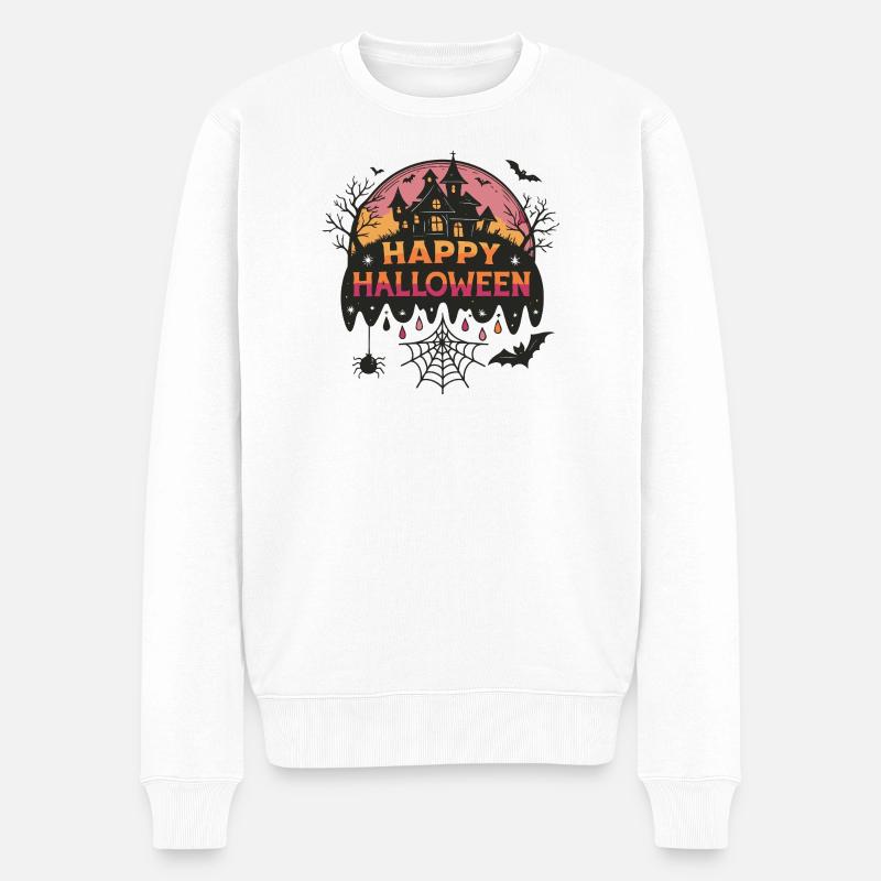 Spukschloss Halloween - Männer Premium Bio Pullover - Weiß