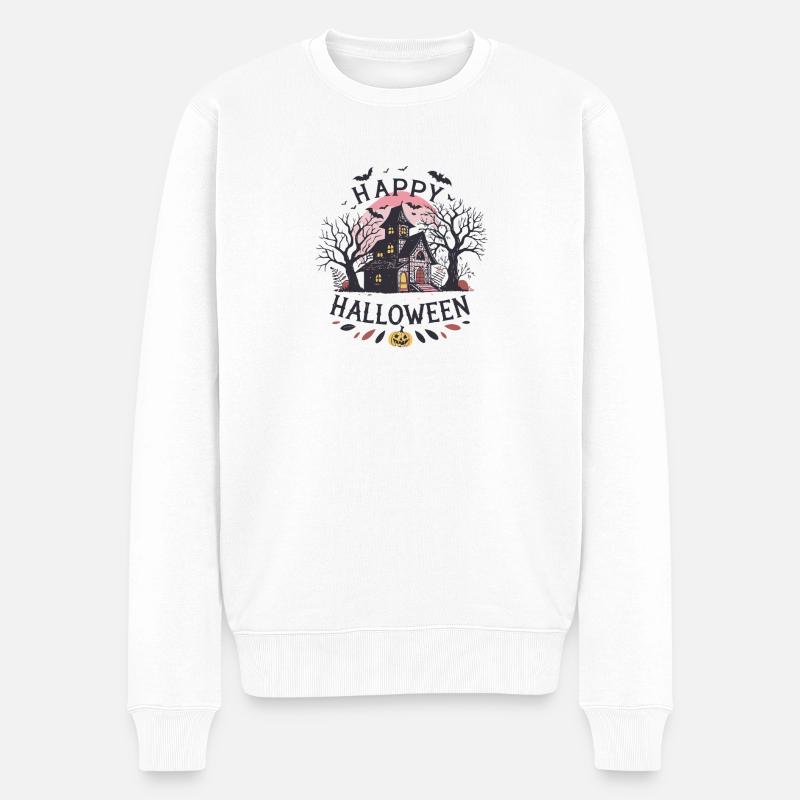 Maison hantée pastel sous lune - Pull Premium bio Homme - blanc