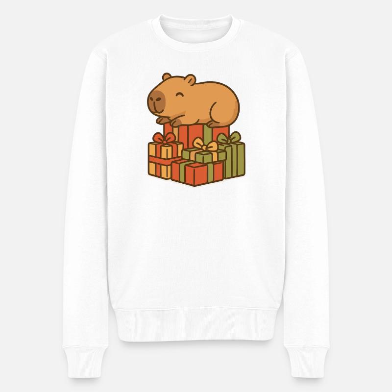 ✨ Schlafendes Capybara auf Weihnachtsgeschenken - Männer Premium Bio Pullover - Weiß