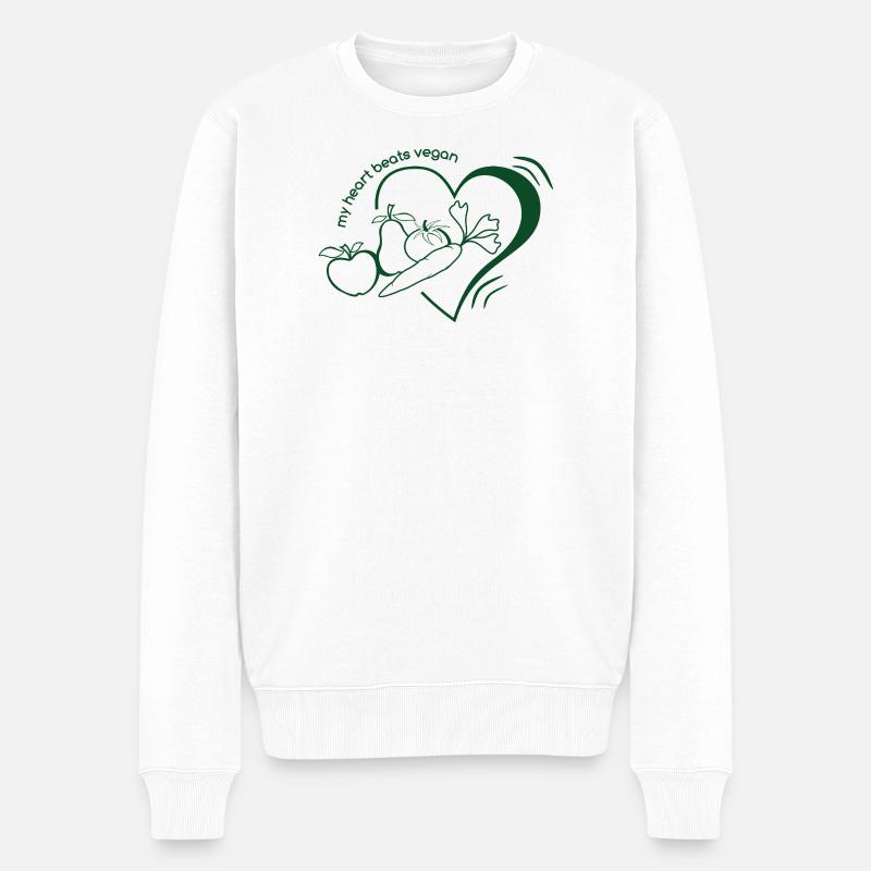 my_heart_beats_vegan - Männer Premium Bio Pullover - Weiß