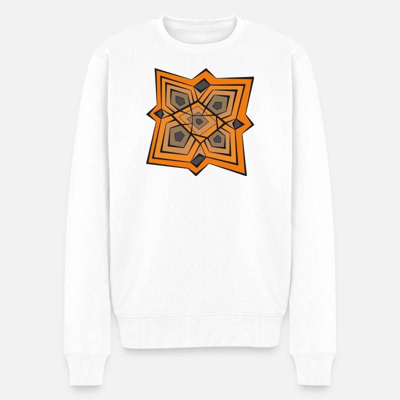 Mandala géométrique en oranges - Pull Premium bio Homme - blanc