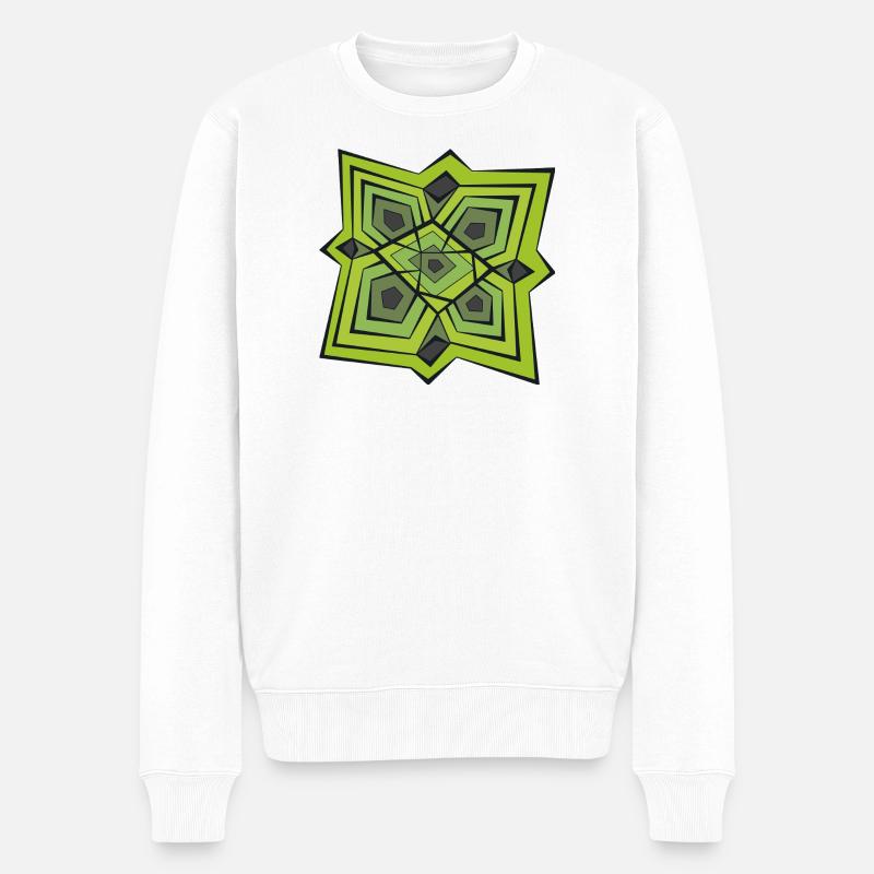 Géométrie Mandala Vert - Pull Premium bio Homme - blanc