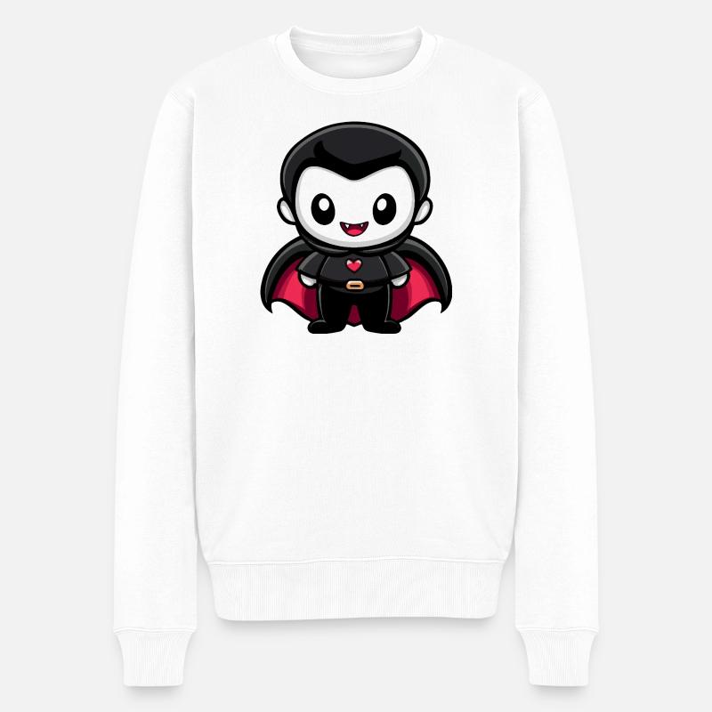 Vampire Halloween Bande dessinée mignonne - Pull Premium bio Homme - blanc