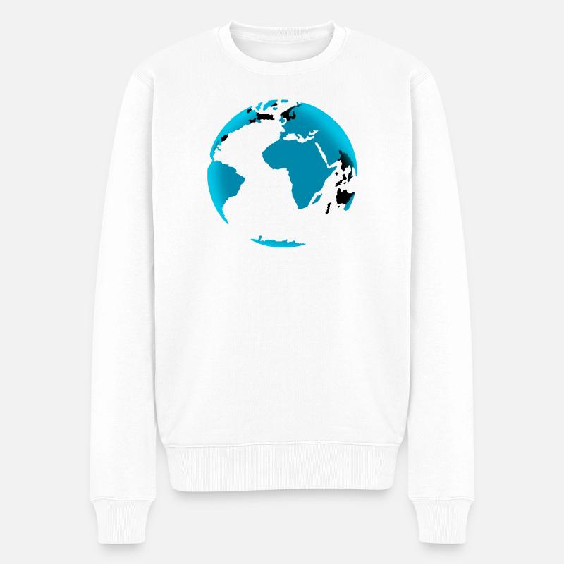 Globe Bleu Noir Néon - Pull Premium bio Homme - blanc