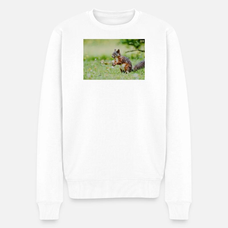 Eichhörnchen Mosaic im Grasenfeld - Männer Premium Bio Pullover - Weiß