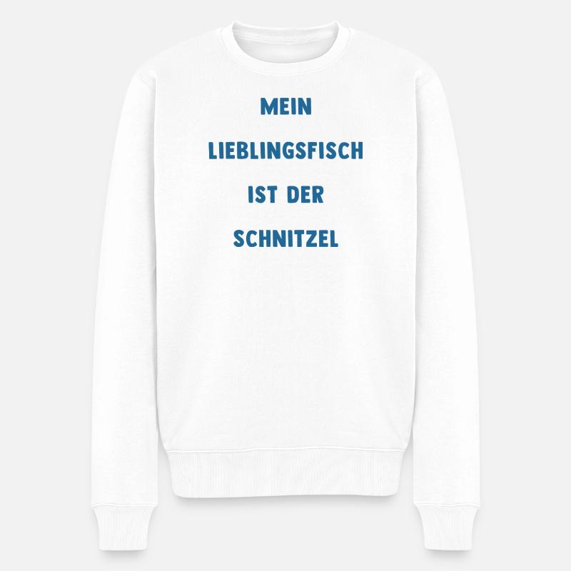 Mein Lieblingsfisch ist der Schnitzel - Männer Premium Bio Pullover - Weiß
