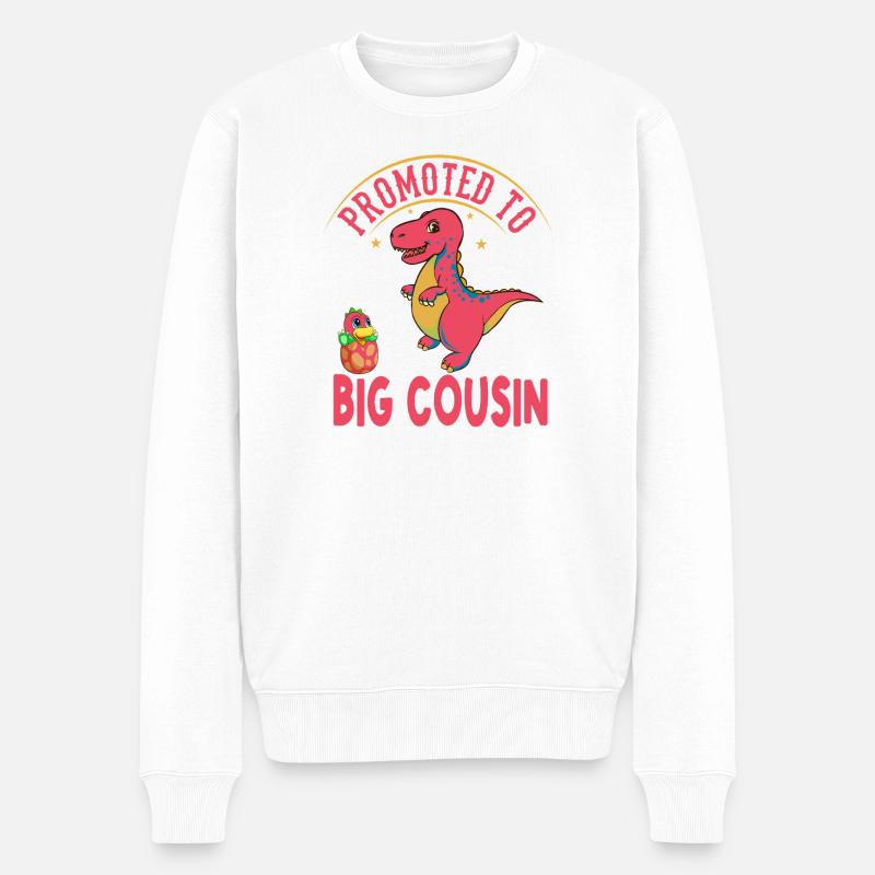 Befördert zum großen Cousin-T-Rex-Dinosaurier - Männer Premium Bio Pullover - Weiß