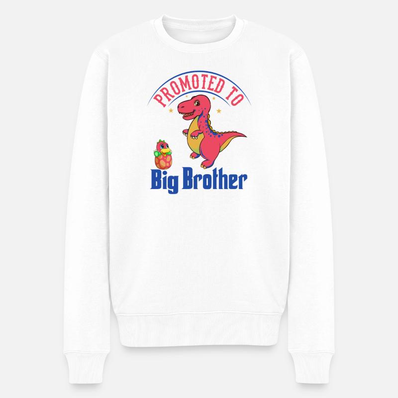 Befördert zu Big Brother Dinosaurs - Männer Premium Bio Pullover - Weiß