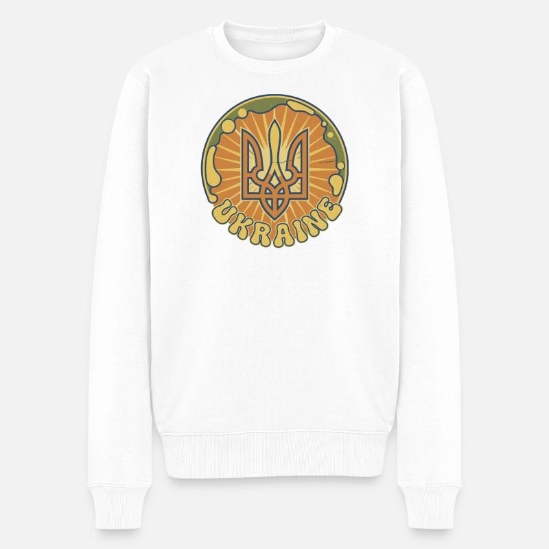 Insigne de soleil Trident ukrainien - Pull Premium bio Homme - blanc