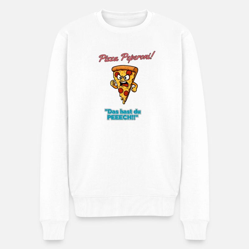 Pizza Pepperoni Tranche en Colère - Pull Premium bio Homme - blanc