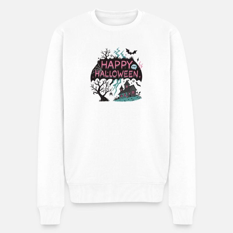 Halloween Neon Fantasie - Männer Premium Bio Pullover - Weiß