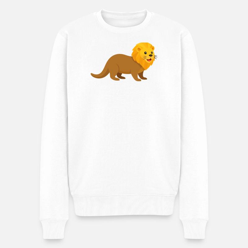 Le lion loutre tout mignon - Pull Premium bio Homme - blanc