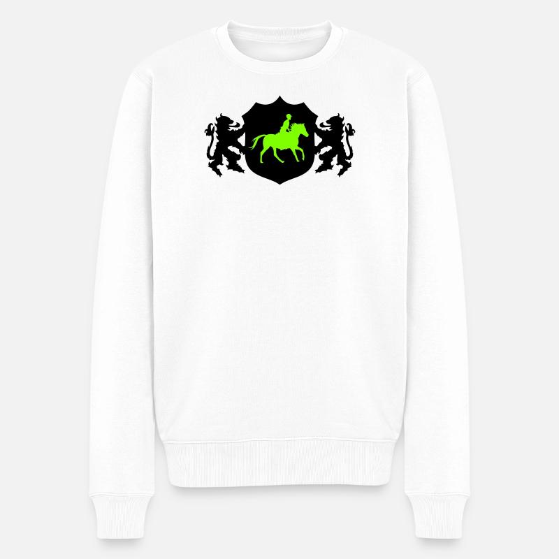 Armoiries du cavalier de chevaux - Pull Premium bio Homme - blanc