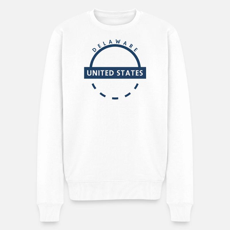 Emblème circulaire du Delaware USA - Pull Premium bio Homme - blanc