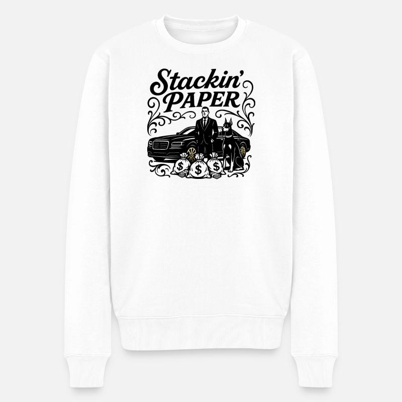 Papier Stackin - Pull Premium bio Homme - blanc