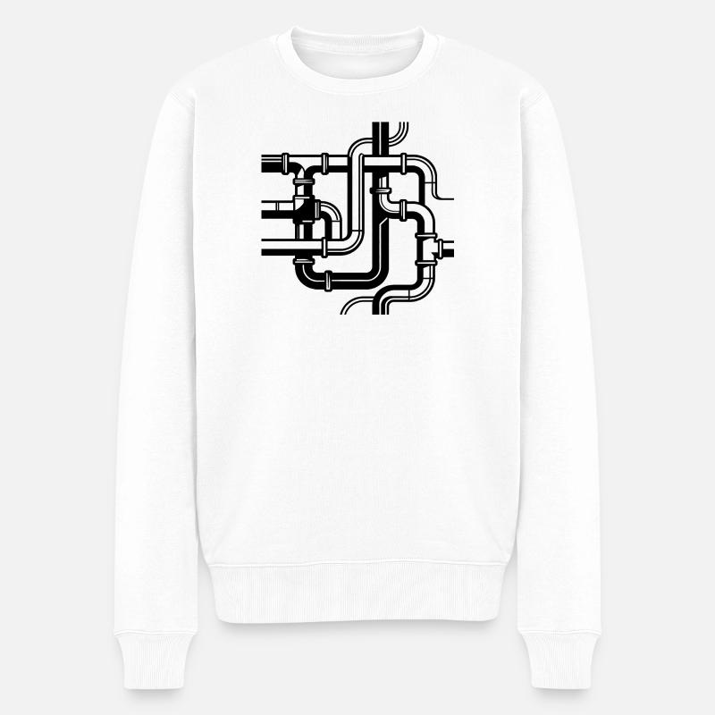 Chemins de tuyaux entrelacés - Pull Premium bio Homme - blanc