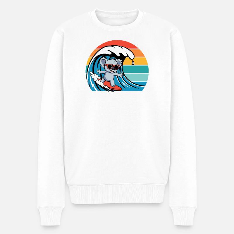 Koalabär Mit Sonnenbrille Retro Surfern Koala - Männer Premium Bio Pullover - Weiß