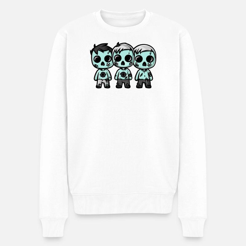 Zombies Halloween Niedlich Comic - Männer Premium Bio Pullover - Weiß