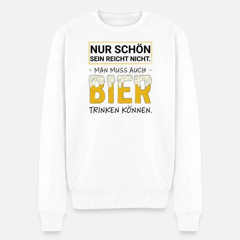 Lustiger Spruch Bier, Biertrinker & Partygänger - Männer Premium Bio Pullover - Weiß