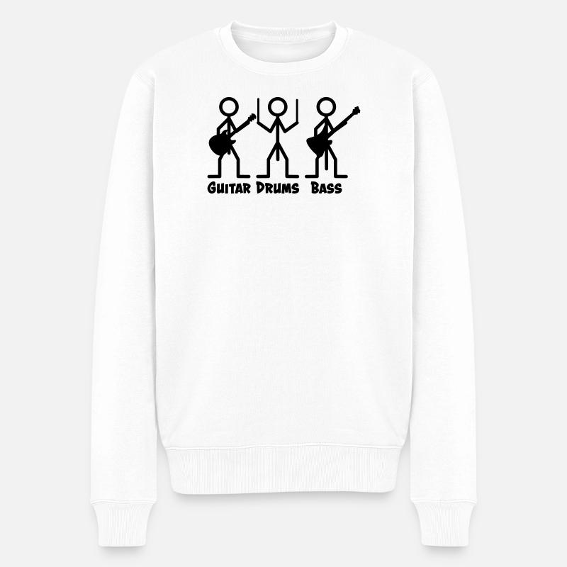 Der Bassist hat den längsten Pimmel - Männer Premium Bio Pullover - Weiß