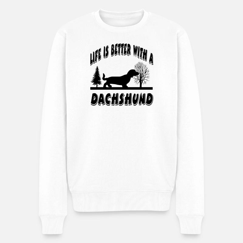 Dackel - Männer Premium Bio Pullover - Weiß