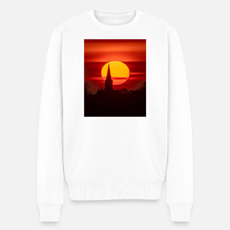 lever du soleil Église Sainte-Marie Garforth Leeds - Pull Premium bio Homme - blanc