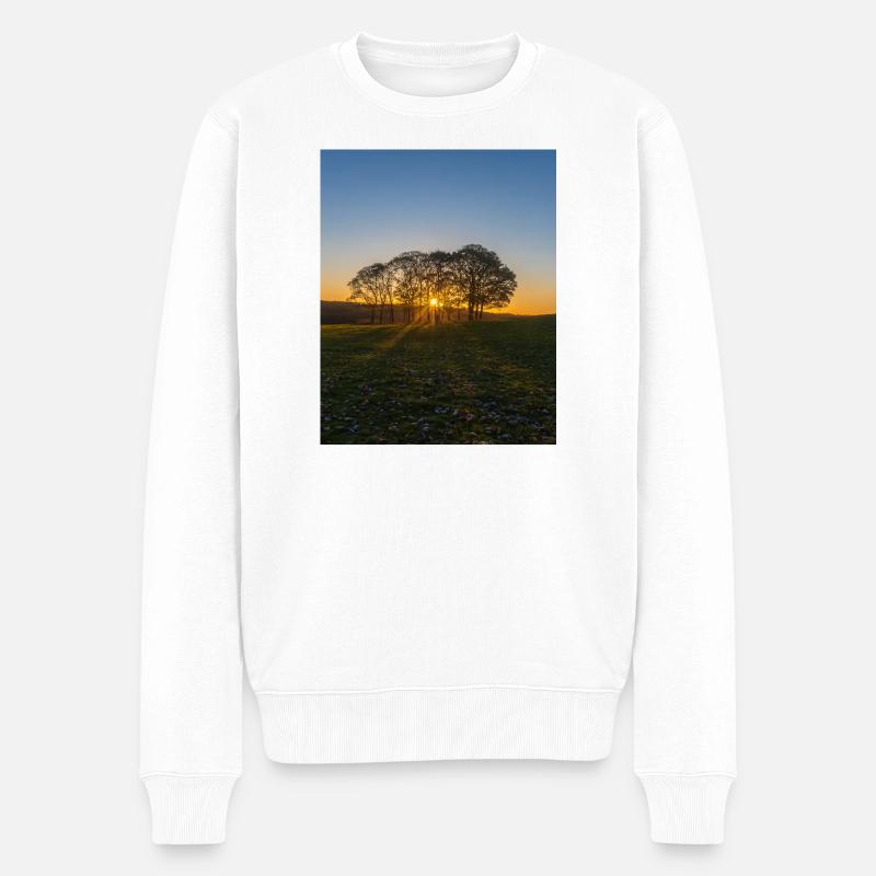 Tempel Newham Baum Sonnenaufgang - Männer Premium Bio Pullover - Weiß